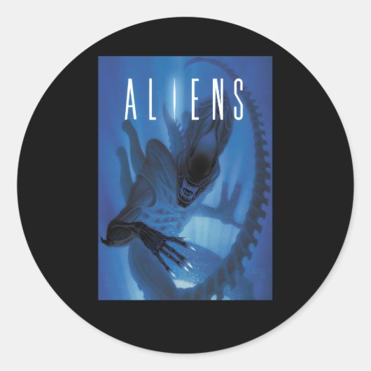 Sticker Rond Aliens Xenomorph Lumière Bleue (Devant)