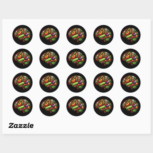 Sticker Rond Alimentation du cerveau (Feuille)