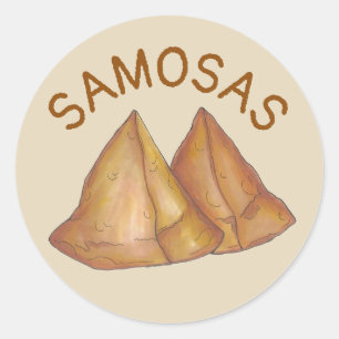 Sticker Rond Alimentation indienne Cuisine végétarienne Samosas