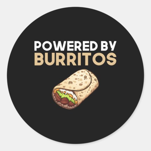 Sticker Rond Alimenté Par Burritos Burrito Mexicain Fanatic (Devant)