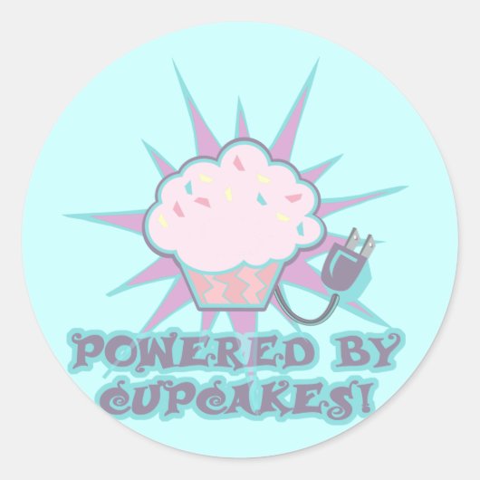 Sticker Rond Alimenté par Cupcakes (Devant)