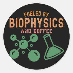 Sticker Rond Alimenté par la biophysique et le café