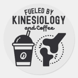 Sticker Rond Alimenté par la kinésiologie et le café