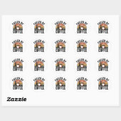 Sticker Rond Alimenté par le Café Retro Camp (Feuille)