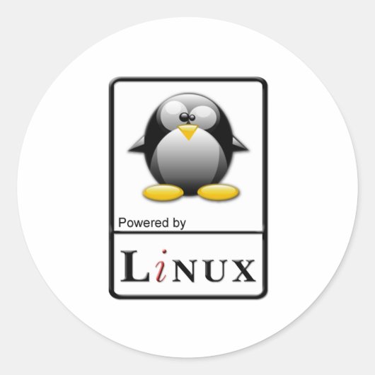 Sticker Rond Alimenté par Linux (Devant)