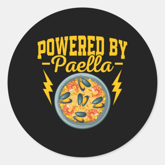 Sticker Rond Alimenté Par Paella Espana Rice Plat (Devant)