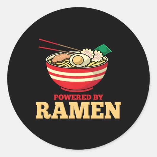 Sticker Rond Alimenté Par Ra Japonais Anime Noodles (Devant)