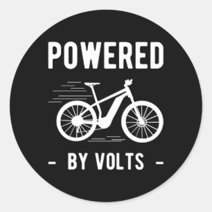 Sticker Rond Alimenté Par Volts Vélo Électrique E-Vélo