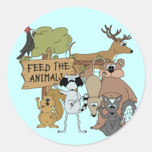 Sticker Rond Alimenter les animaux
