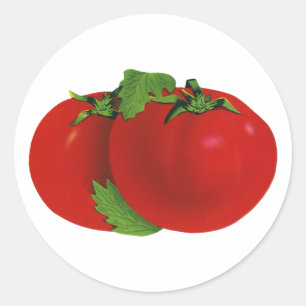 Sticker Rond Aliments Anciens, Tomate Rouge Mûre Biologique Hér