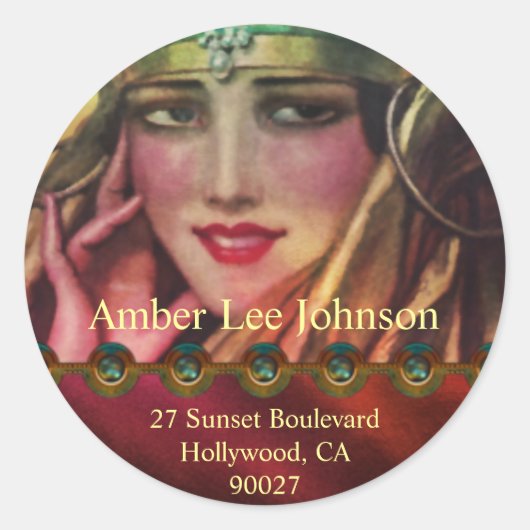 Sticker Rond Alkmaar Cachemire en rouge et or (Devant)