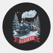 Sticker Rond All Aboard Polar Express Christmas North Pole Xmas (Devant)