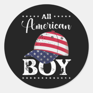 Sticker Rond All American Boy Casquette - 4 juillet