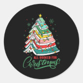 Sticker Rond All Booked For Christmas Book Xmas Tree Lights Rea (Devant)
