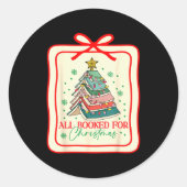 Sticker Rond All Booked For Christmas Coquette Bow Tree Lights (Devant)