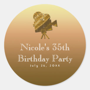 Sticker Rond All Gold Cinema & Stars Hollywood Party Favoriser