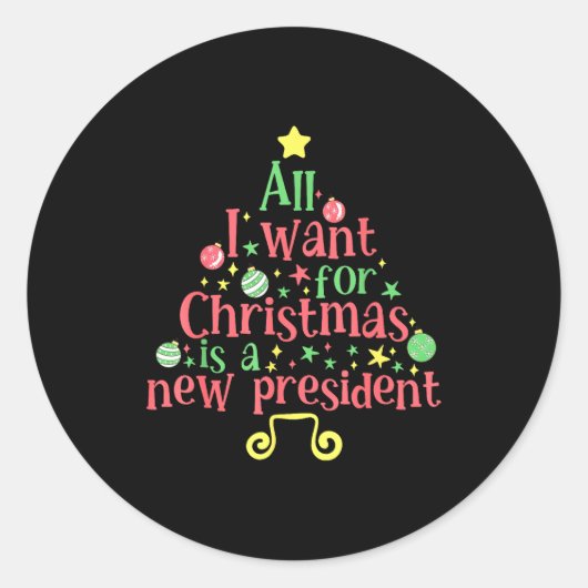 Sticker Rond All I Want For Christmas Is A New President  (Devant)