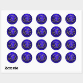 Sticker Rond ALL INITIALS Gold Circle Monogram Royal Blue (Feuille)