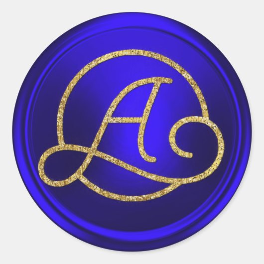 Sticker Rond ALL INITIALS Gold Circle Monogram Royal Blue (Devant)