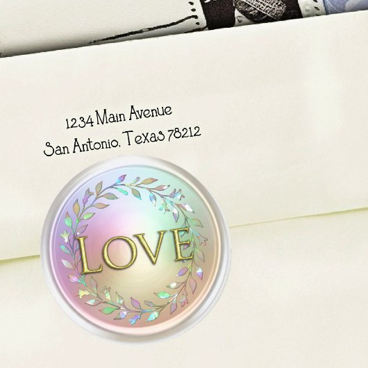 Sticker Rond ALL INITIALS Gold Love Pearly Wreath