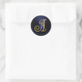 Sticker Rond ALL INITIALS Gold Monogram 3 Navy Blue (Sac)