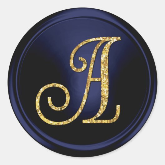 Sticker Rond ALL INITIALS Gold Monogram 3 Navy Blue (Devant)