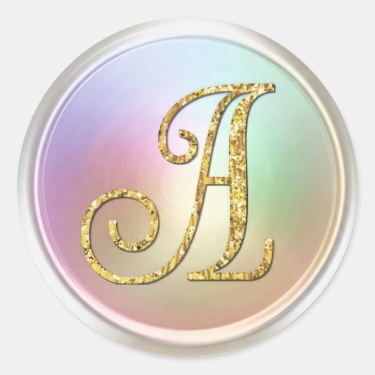 Sticker Rond ALL INITIALS Gold Monogram 3 Pearly (Devant)