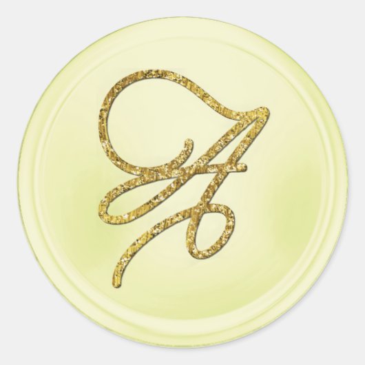 Sticker Rond ALL INITIALS Gold Script Monogram Butter (Devant)