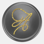 Sticker Rond ALL INITIALS Gold Script Monogram Dark Gray (Devant)