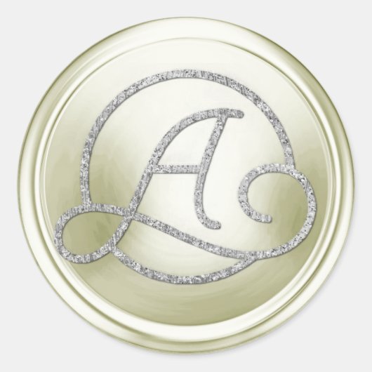 Sticker Rond ALL INITIALS Silver Circle Monogram Cream (Devant)