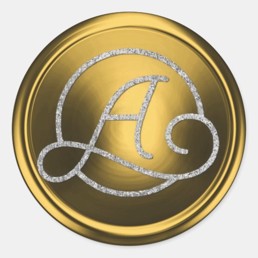 Sticker Rond ALL INITIALS Silver Circle Monogram Old Gold (Devant)