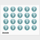 Sticker Rond ALL INITIALS Silver Circle Monogram Soft Blue (Feuille)