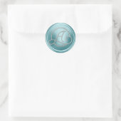 Sticker Rond ALL INITIALS Silver Circle Monogram Soft Blue (Sac)