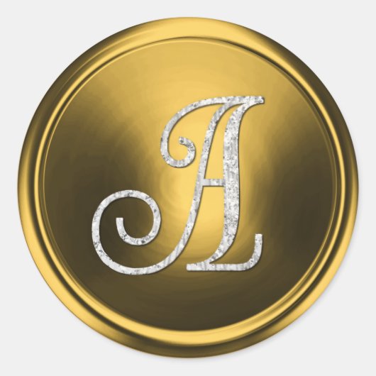 Sticker Rond ALL INITIALS Silver Monogram 3 Old Gold (Devant)