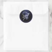 Sticker Rond ALL INITIALS Silver Script Monogram Navy Blue (Sac)