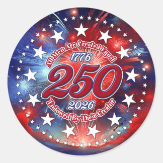 Sticker Rond All Men Are Created Graphics Fireworks Clouds