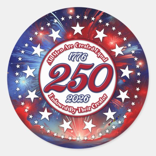 Sticker Rond All Men Are Created Graphics Fireworks Clouds Wh (Devant)