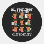 Sticker Rond All Reindeer Communicate Differently Xmas Autism A (Devant)