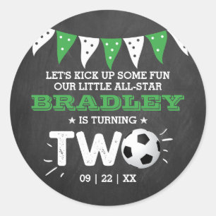 Sticker Rond All-star Soccer Ball 2e fête d'anniversaire Favor
