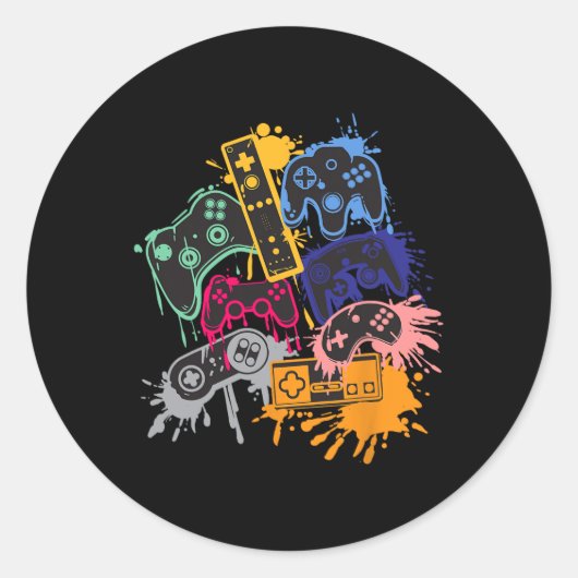 Sticker Rond All Things Video Game Controller 1 (Devant)
