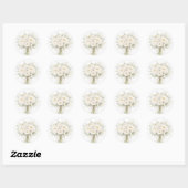 Sticker Rond All White Floral Wedding (Feuille)