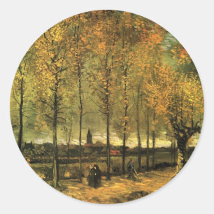 Sticker Rond Allée avec peupliers par Vincent van Gogh