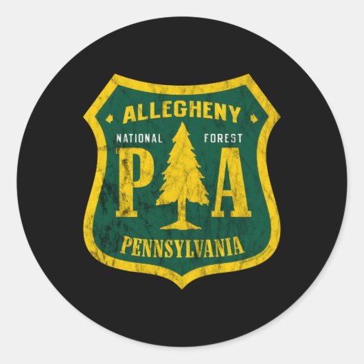 Sticker Rond Allegheny National Forest Pennsylvania Shield Look (Devant)
