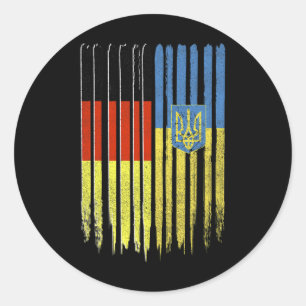 Sticker Rond Allemagne Ukraine Drapeau allemand ukrainien Tride