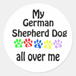 Sticker Rond Allemand Berger Chien Marche Design
