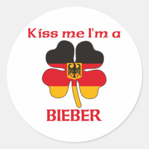 Sticker Rond Allemand personnalisé Kiss Me Je suis Bieber