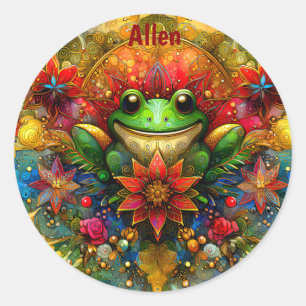 Sticker Rond ALLEN ~ SHINY Christmas FROG ~