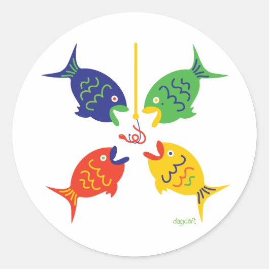 Sticker Rond Aller à la pêche ! (Devant)