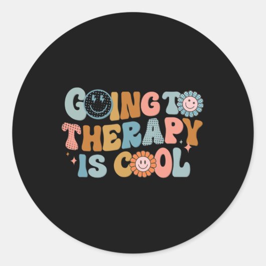 Sticker Rond Aller À La Thérapie Est Cool Rétro Féministe (Devant)