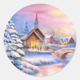Sticker Rond Aller à l'église pour x mas